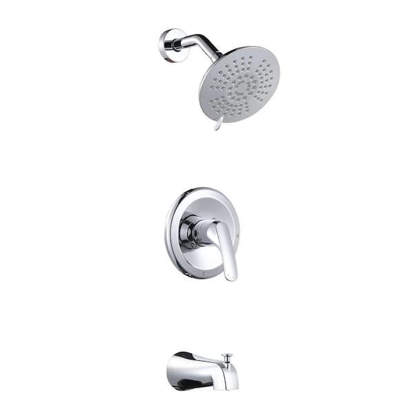 AVITAS Single Handle 5-Spray Round Shower Faucet 1.8 GPM with Tub Spout in. Polished Chrome (Valve Included)