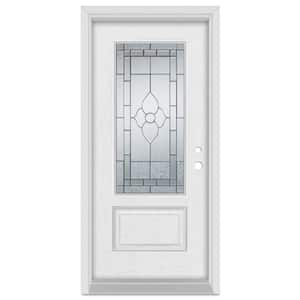 36 in. x 80 in. Traditional Left-Hand Patina Finished Fiberglass Oak Woodgrain Prehung Front Door