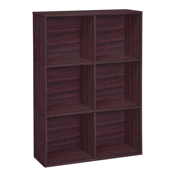 Way Basics Tribeca 6 Cubby zBoard  Eco Bookcase, Tool-Free Assembly Storage Organizer in Espresso Wood Grain