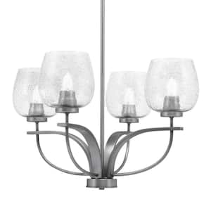 Olympia 4-Light Uplight Chandelier Graphite Finish 6 in. Smoke Bubble Glass