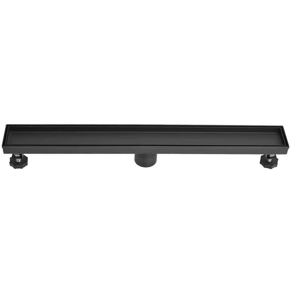 24 in. Stainless Steel Linear Shower Drain with with Tile Insert Cover Slot Pattern Drain Cover in Matte Black price history on PriceWatchPro