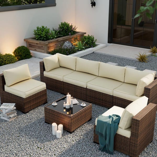 Poteban Outdoor 25.7 in. x 4 in. Sectional Cushions Set Seat/Back