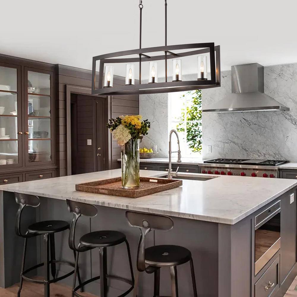 Oil Rubbed Bronze 5-Light Industrial Cage Pendant