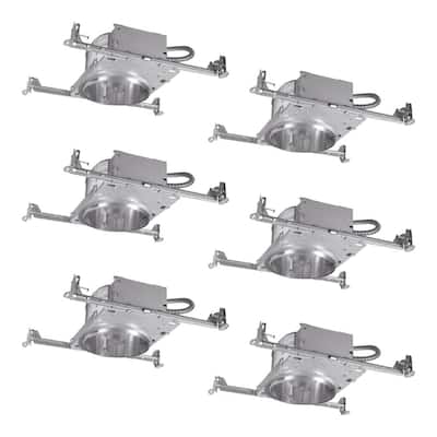 H27 6 in. Aluminum Recessed Lighting Housing for New Construction Shallow Ceiling, Insulation Contact, Air-Tite (6-Pack)