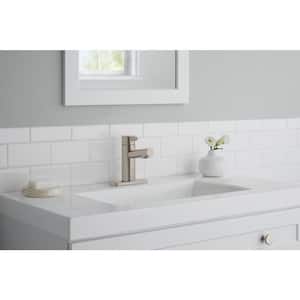 Modern Single-Handle Single Hole Touchless Bathroom Faucet in Brushed Nickel