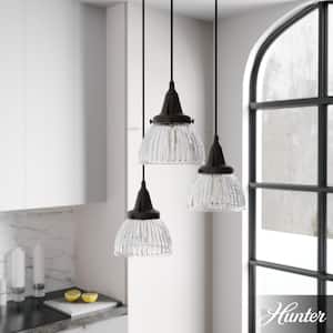 Cypress Grove 3 Light Onyx Bengal Waterfall Chandelier with Clear Holophane Glass Shades Kitchen Light