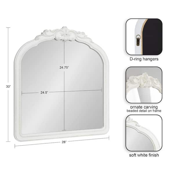 Jenelle 28 in. W. x 30 in. H MDF White Arch Traditional Framed Decorative Wall Mirror