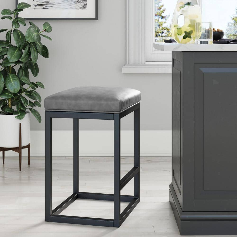 gray leather stools