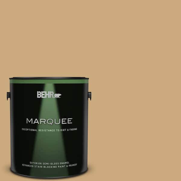 BEHR MARQUEE 1 gal. #S300-4 Flax Straw Semi-Gloss Enamel Exterior Paint & Primer