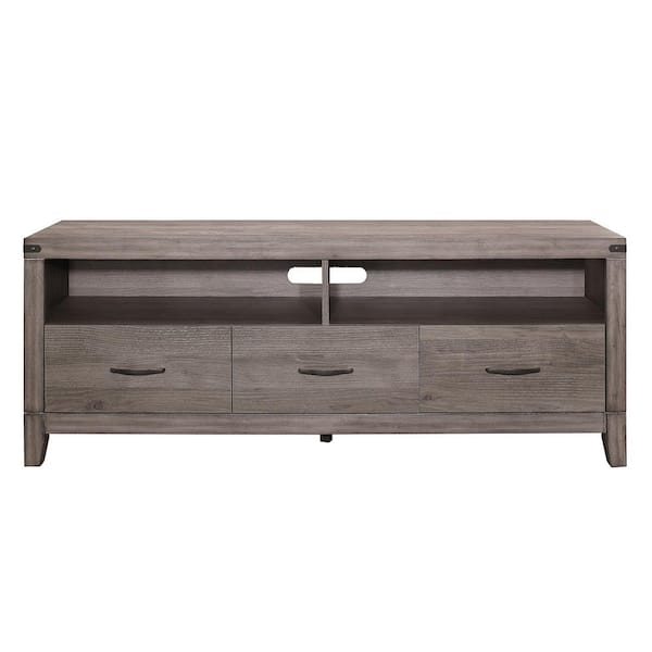 EVERGLADE HOME Korey 66 in. Brownish Gray TV Stand with 2-Storage Drawers Fits TV's up to 70 in. with Cable Management