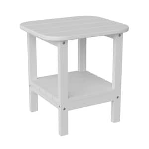 White Rectangle Faux Wood Resin Outdoor Side Table