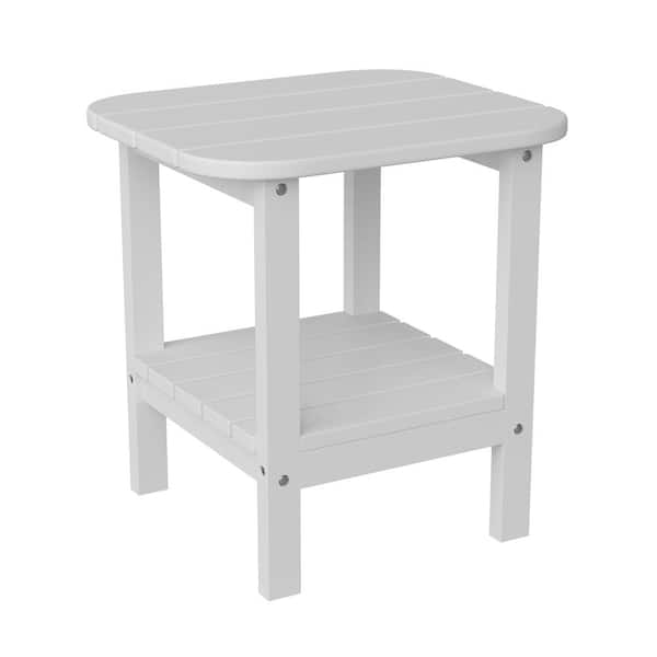 TAYLOR + LOGAN White Rectangle Faux Wood Resin Outdoor Side Table