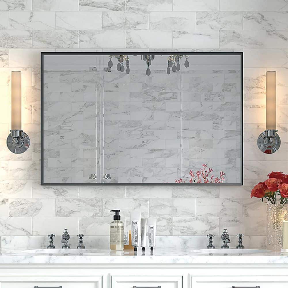 48 in. W x 30 in. H Rectangular Square Corner Wall Mount Bathroom Vanity Mi