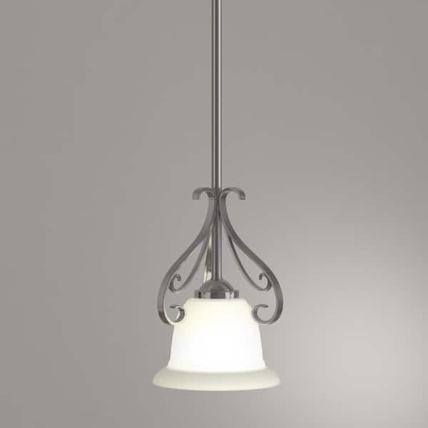 Torino 1-Light Brushed Nickel Mini Pendant with Etched Glass