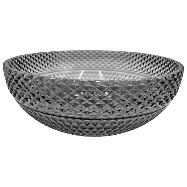 Scotch 16 in. Circular Bathroom Vessel Sink in Light Black Tempered Glass