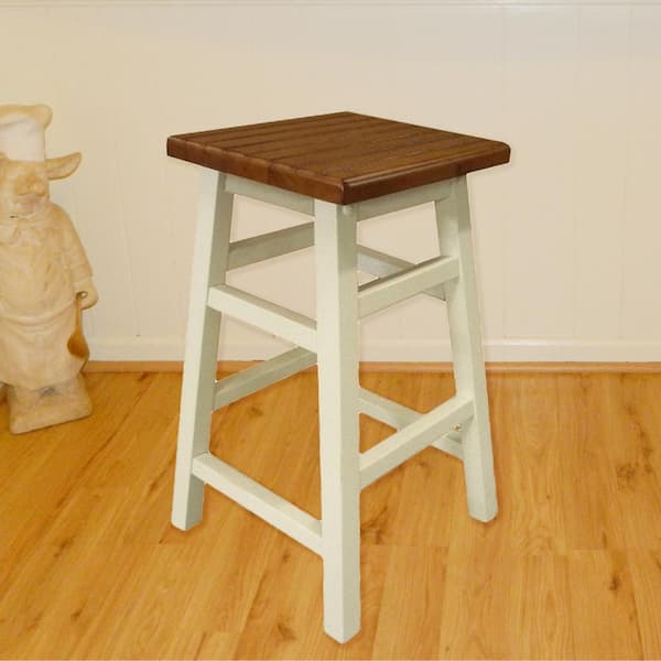 Carolina Cottage Colby Stave 23.75 in. Antique White Bar Stool