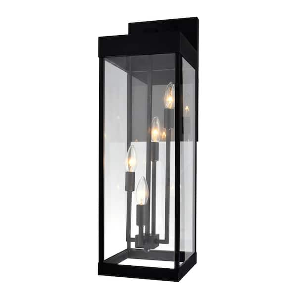 Cwi Lighting Windsor 4 Light Black Hardwired Outdoor Wall Sconce 1695w8 4 101 The Home Depot 2479