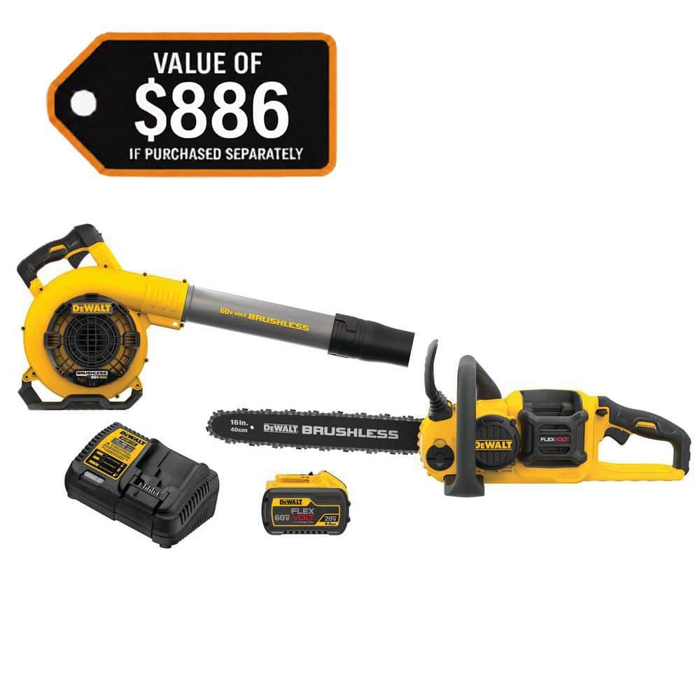 DEWALT FLEXVOLT 60V MAX Cordless Battery Powered 16 in. Chainsaw & Blower Kit with (1) FLEXVOLT 3 Ah Battery & Charger (DCKO667X1)