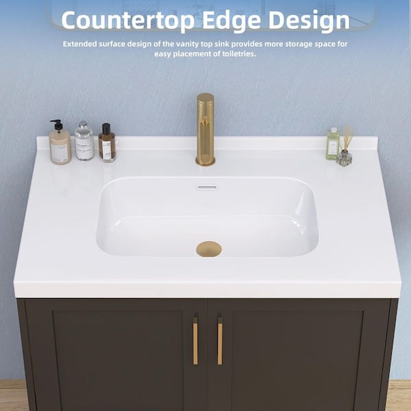 ふく36 Virubi 36 in. W x 18 in. D x 34.1 in. H Single Sink Bath