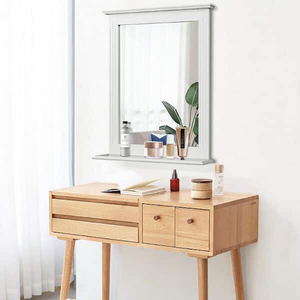 23 in. W x 27 in. H MDF Framed White Bathroom Vanity Mirror