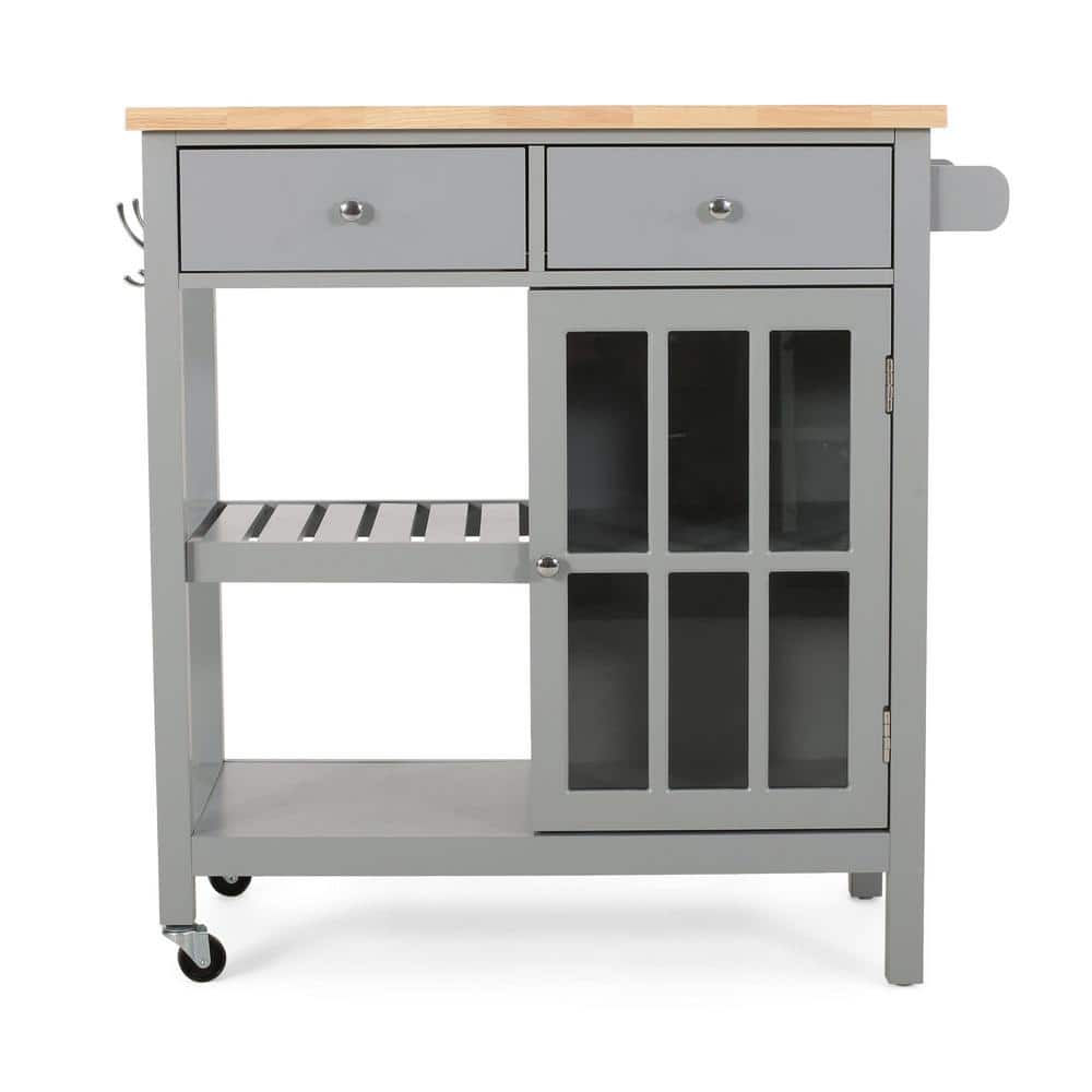 ANTFURN Grey Kitchen Cart with Drawers; Shelf; Wheels HDYX655913 - The Home Depot