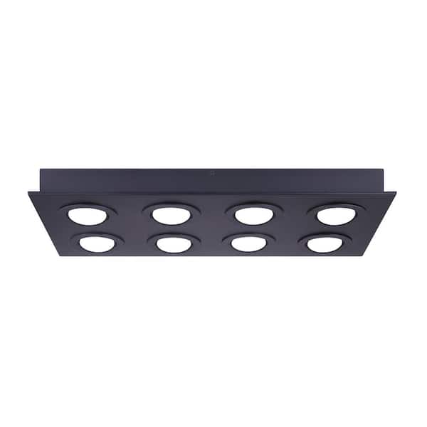 CANARM Biscayne 24.75 in. 8-Light Matte Black Integrated LED Flush Mount with Acrylic Lens