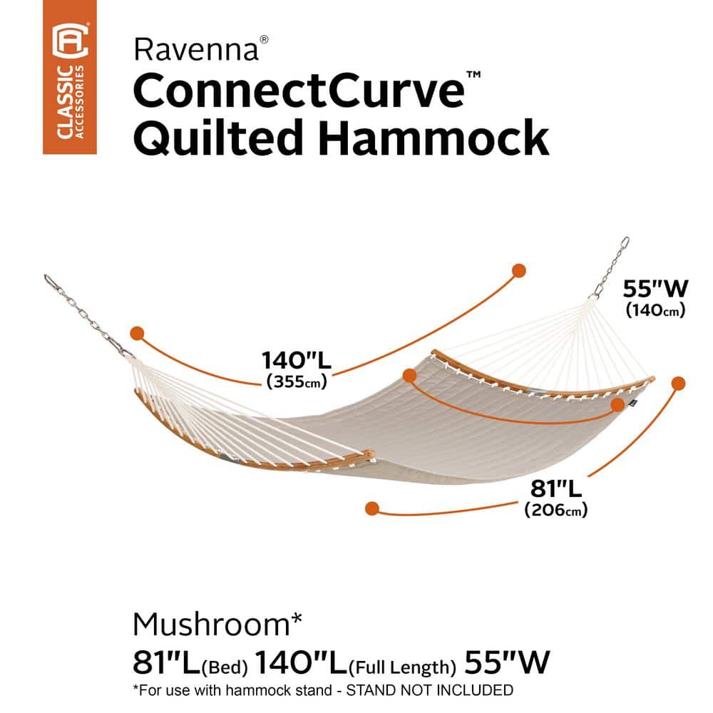Tan Quilted Double Hammock with Bamboo Spreader Bars