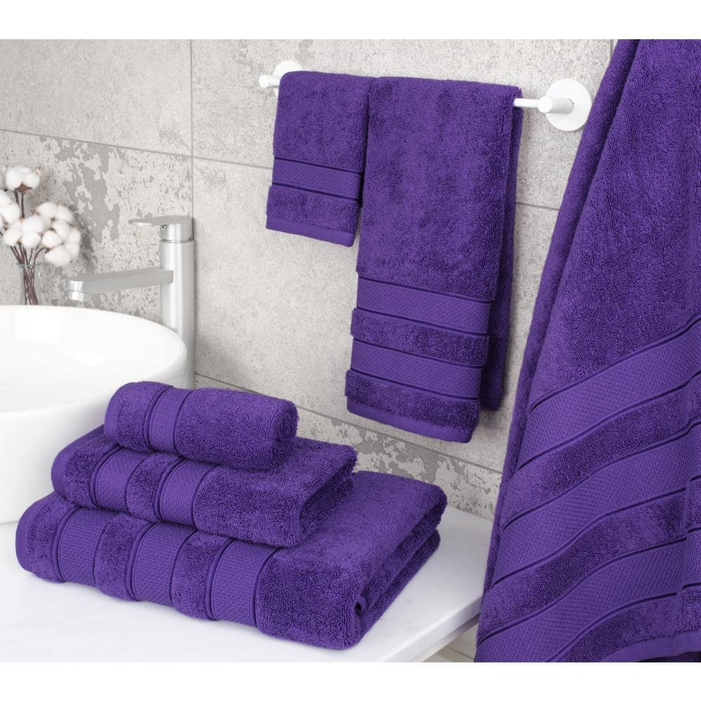 Luxury Purple Turkish Cotton 6-Piece Towel Set