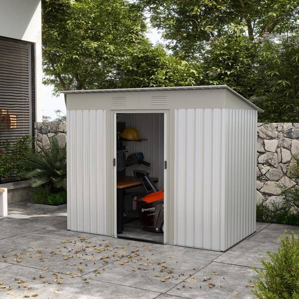 す*ん様 gadid anoniem ditte Sizzim 6 ft. W x 4 ft. D Gray Metal Storage Shed with