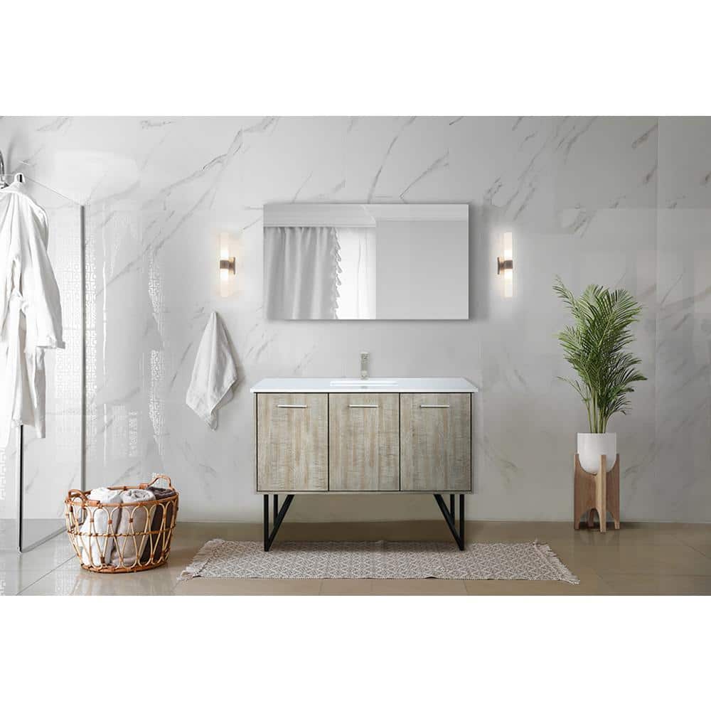 Lancy 48" Rustic Acacia Wood Bathroom Vanity with White Quartz Top