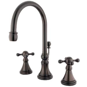 Governor 2-Handle 8 in. Widespread Bathroom Faucets with Brass Pop-Up in Oil Rubbed Bronze
