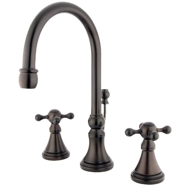 Kingston Brass Governor 2-Handle 8 in. Widespread Bathroom Faucets with Brass Pop-Up in Oil Rubbed Bronze