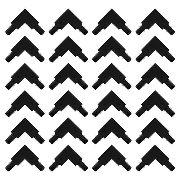 H Track Light L-Connector, H-Type Corner Connector Compatible with 120V 3-Wire Single Circuit Power Source Black 24 Pack