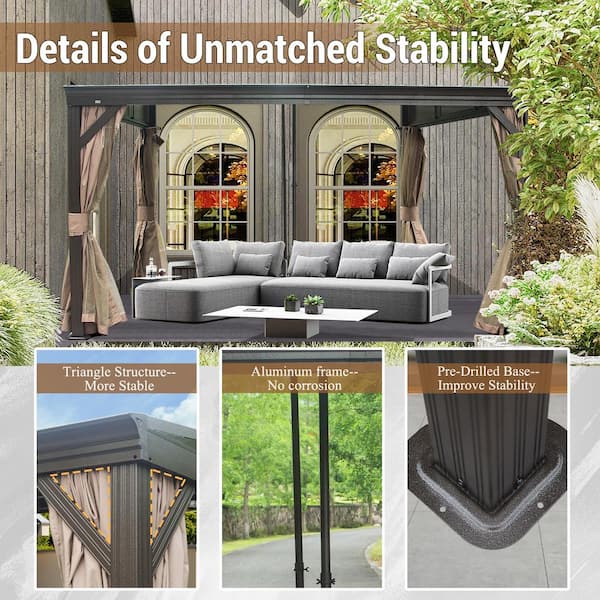 domi outdoor living 12 ft. x 14 ft. Dark Brown Outdoor Aluminum