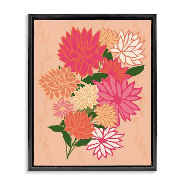 Stupell Industries Dahlia Petal Outlines by Michelle Ingari Designs Black Floater Frame Nature Graphic Art Print 21 in. x 17 in.