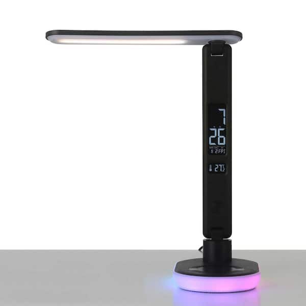 Morden 13.5 in. Black Modern Integrated LED Folding Table Lamp for Bedrooms with Wireless Phone Charger and USB-A Port