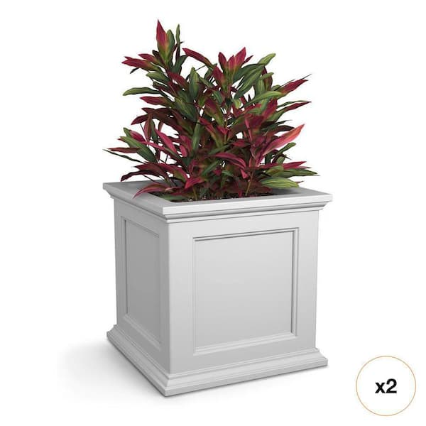 Fairfield 20 in. Square Self-Watering White Polyethylene Planter