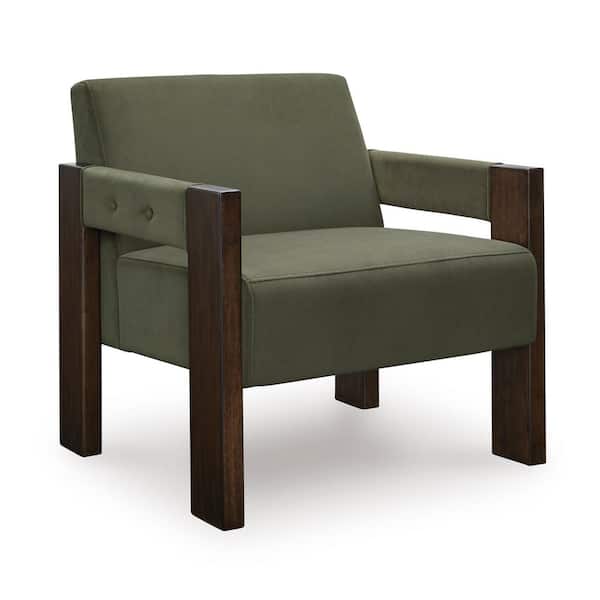 Adlanlock Green Polyester Arm Chair with Straight Arms