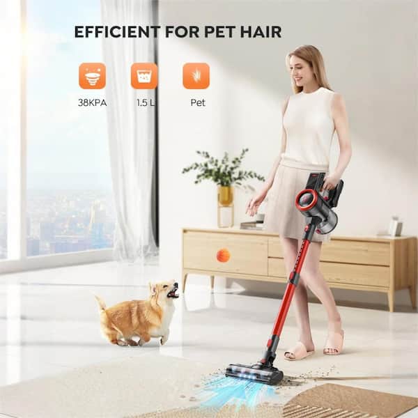 Bagless Corded Stick Vacuum with HEPA Filter, 38 kPa Suction, Max to 55 Mins Runtime Battery, 1.5 L