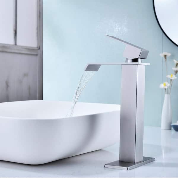 Single Handle Vessel Sink Faucet in Brushed Nickel