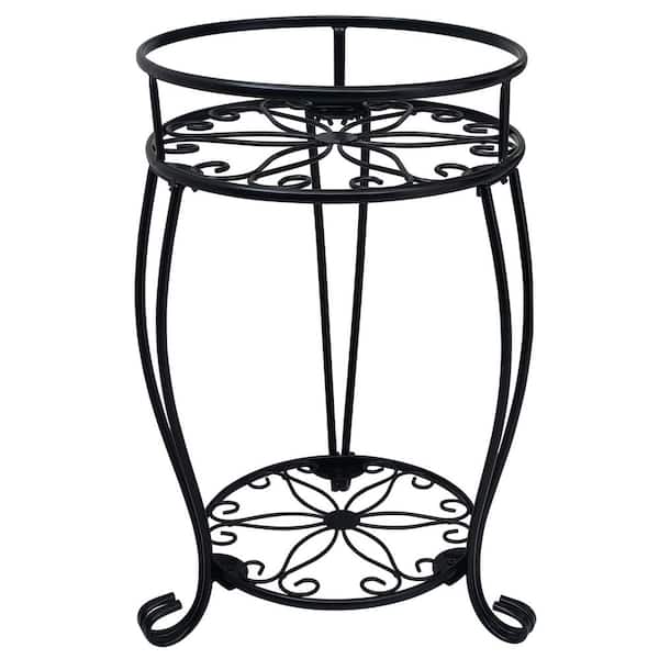 2-Tier Steel Plant Stand (11.9 in. H W x 19.2 in. H), Suitable for Indoor and Outdoor Use