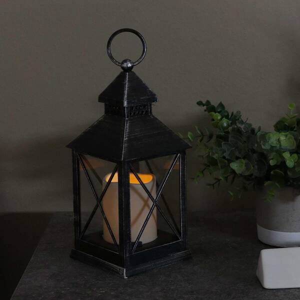 Rustic Flameless Distressed Lantern Vintage Style LED Candle Garden Patio 