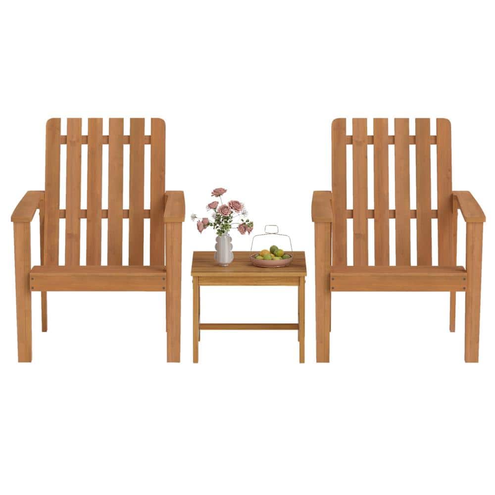 Set of 2 Acacia Wood Outdoor Adirondack Chairs with Slatted Seats and 400 lb. Capacity, Orange price history on PriceWatchPro