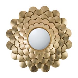 31.5 in. W x 31.5 in. H Gold Mirrored Floral Wall Decor, Wall Mirror for Living Room Entryway