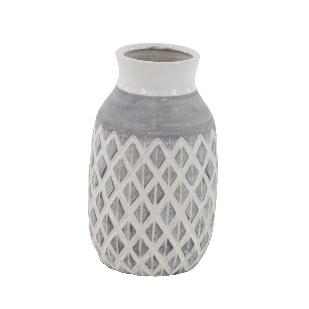 White Abstract Bud Ceramic Table Vase 7" x 13"