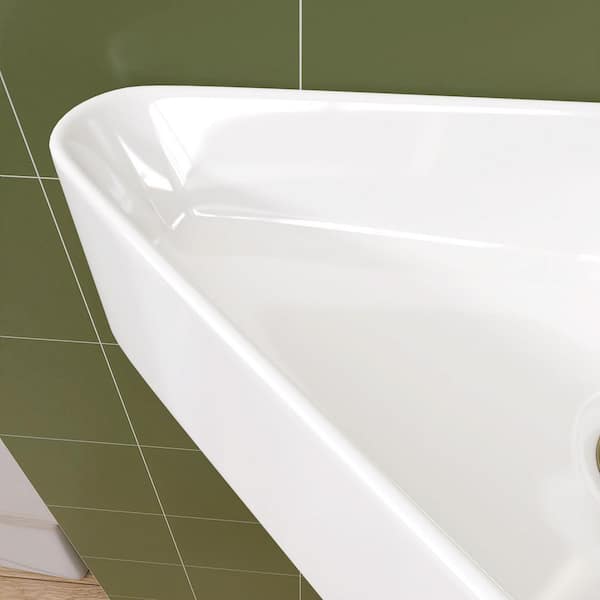 Zeafive 22.5 in. White Ceramic Corner Wall Mounted RV Bathroom