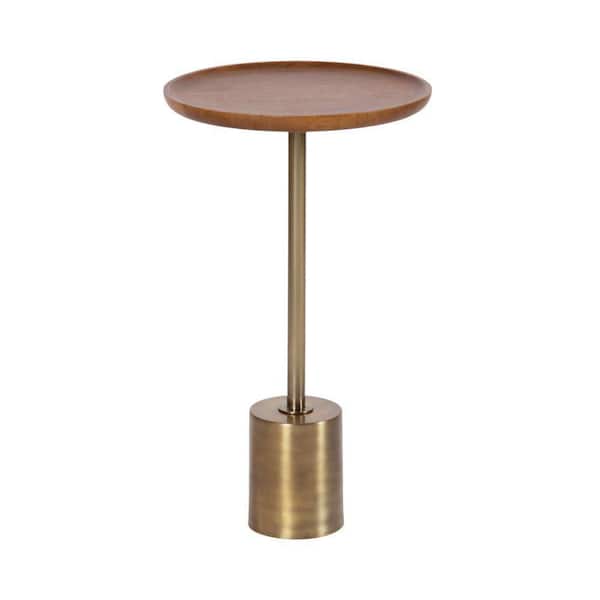 Xyler 14.00 in. Walnut Brown Round Solid Wood End Table
