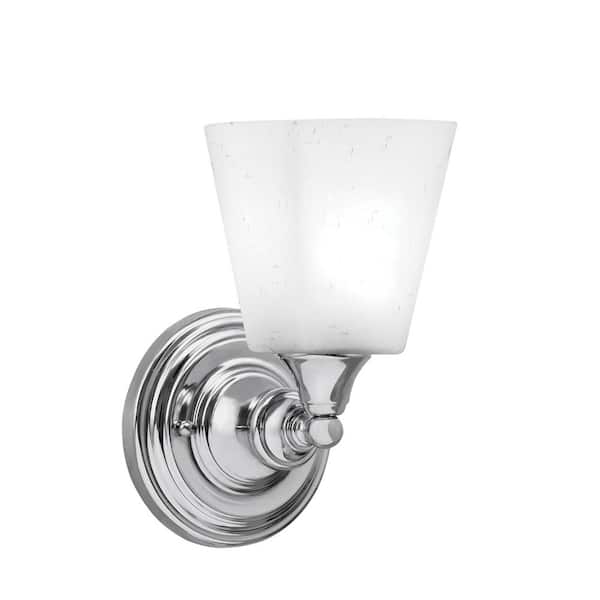 Unbranded Fulton 1-Light Chrome Wall Sconce, 4.5 in. Square White Muslin Glass