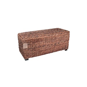 Caswell Brown Woven Banana Leaf Storage Trunk 42 in. L x 17 in. W x 18 in. H