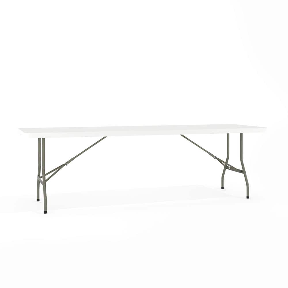 Carnegy Avenue 96 in. Granite White Plastic Tabletop Metal Frame